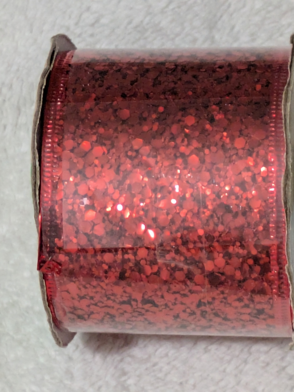 Crafter's Square Red Glitter Wired Ribbon 2.5" x 3 Yards NIP Christmas Crafting